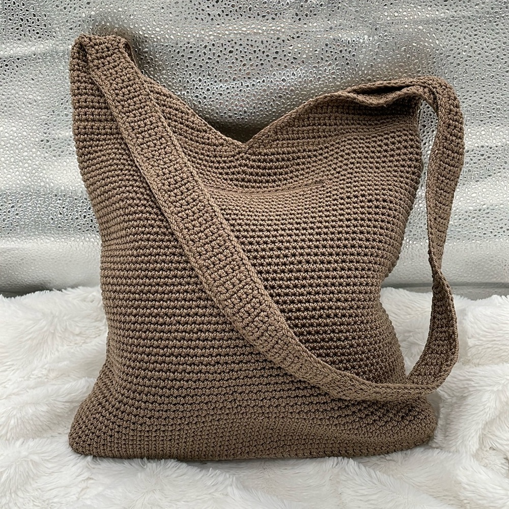 The Sak Tan V-Neck Hand Crocheted Bag